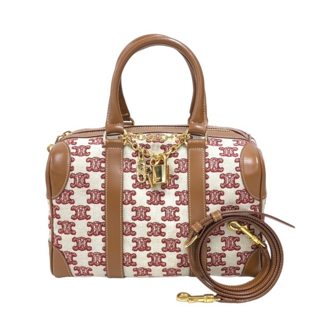Celine Small Bag Tan Triomphe Textile Handbag